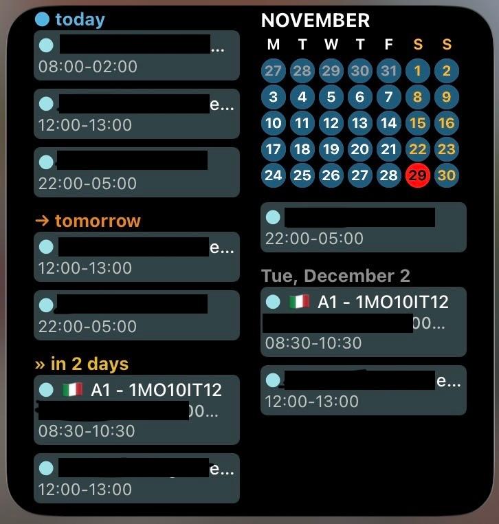 Calendar Widget Screenshot