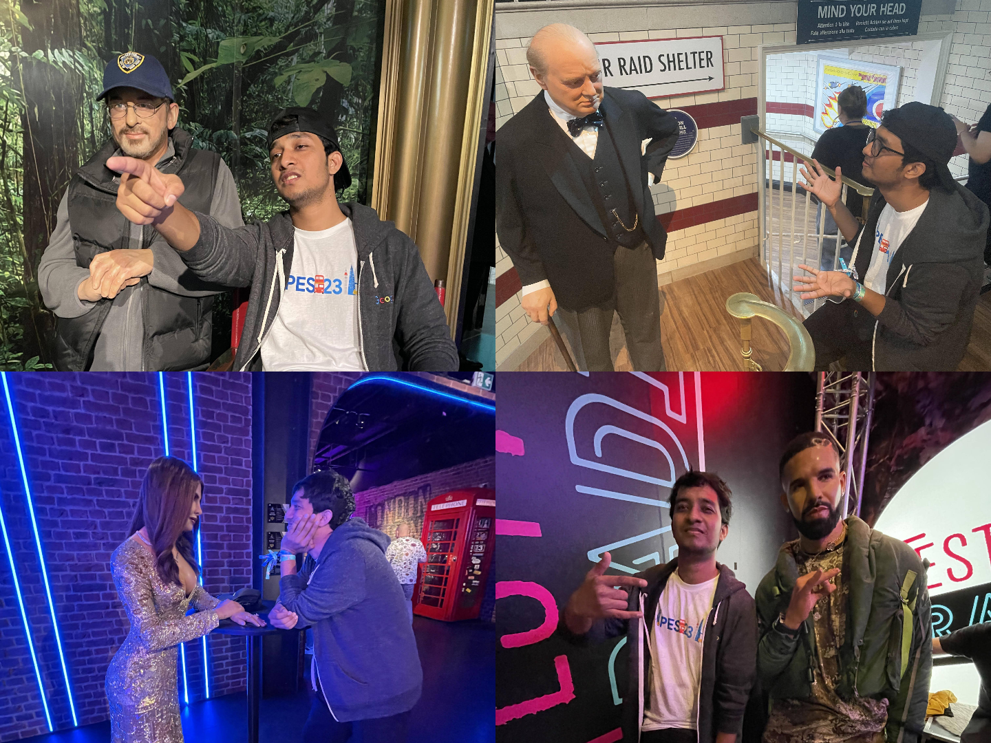 Product Expert Evan at Madame Tussauds with different famous wax figures ๐ธ๐ด๏ธ๐ฏ๏ธ